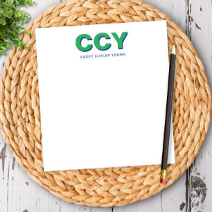 Bloco De Notas Iniciais Chunky Verde e Azul Personalizados