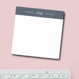 Bloco De Notas Iniciais de Monograma Azul de Marinho Escuro Moder