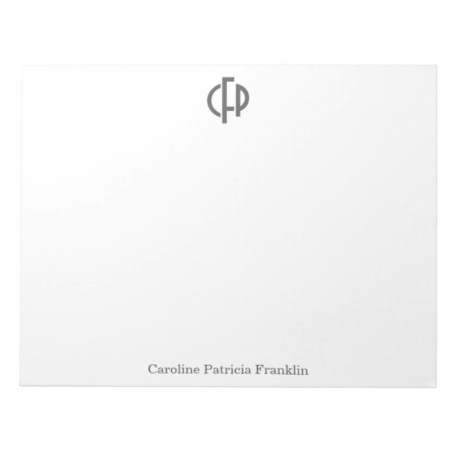 Bloco De Notas Iniciais de Monograma Geométrico em Preto na moda  (Frente)