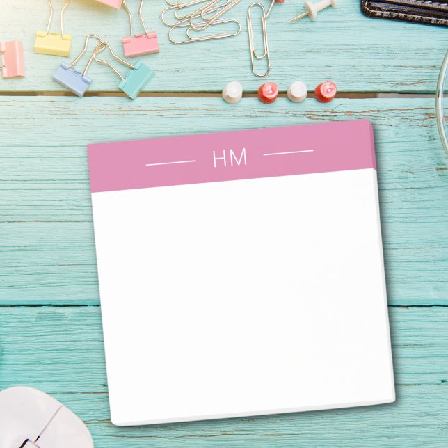 Bloco De Notas Iniciais de Monograma Rosa Moderno (Criador carregado)
