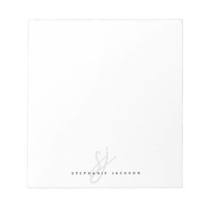 Bloco De Notas Iniciais de Script com Letra Mão Monograma Minimal