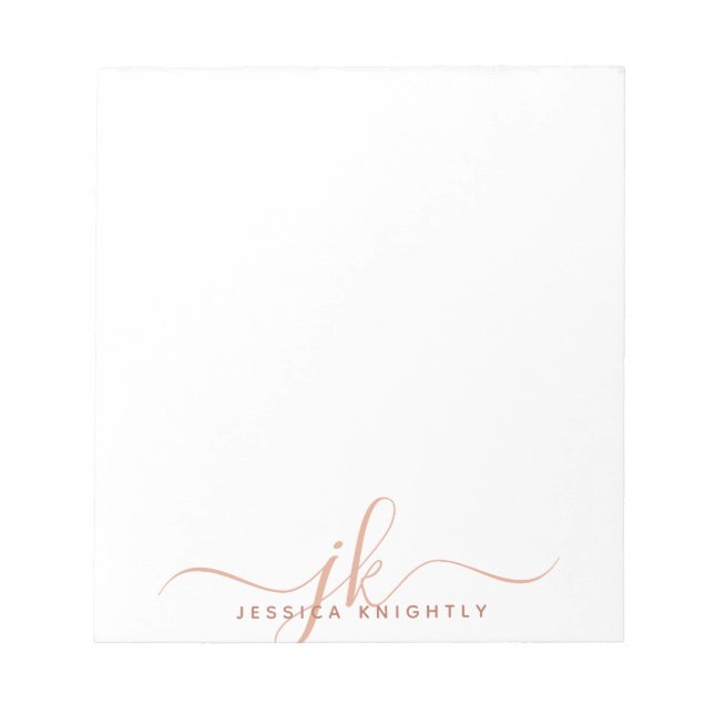 Bloco De Notas Iniciais do Monograma do Script Na moda Terracotta (Frente)