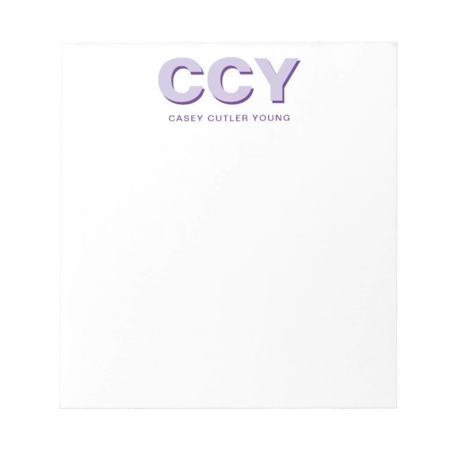 Bloco De Notas Iniciais Grossas Roxo Personalizado (Frente)