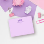 Bloco De Notas Iniciais Limpas Mínimas de Lilac Roxo<br><div class="desc">Design limpa. Poste o bloco de anotações. Suas iniciais em roxo contra uma sombra mais leve.</div>