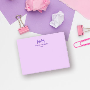 Bloco De Notas Iniciais Limpas Mínimas de Lilac Roxo