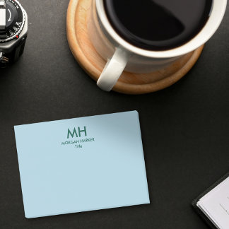 Bloco De Notas Iniciais Limpo Mínimo Azul Verde