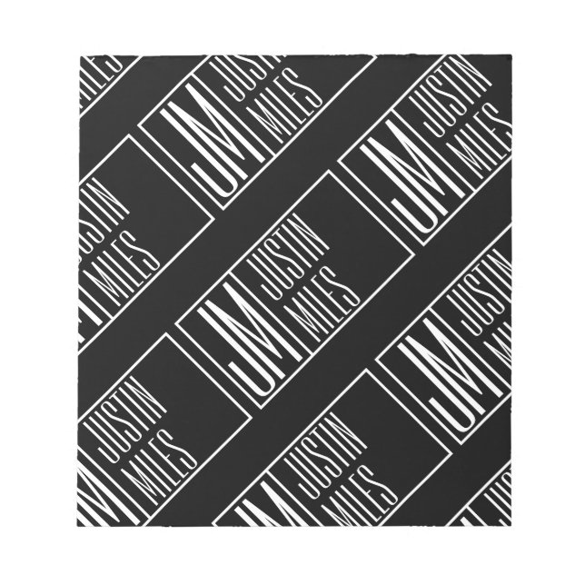 Bloco De Notas Iniciais Modernos com Padrão Monograma de Nome (Frente)