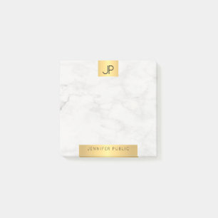 Bloco De Notas Iniciais Modernos Dourados E Marble Elegant Modelo