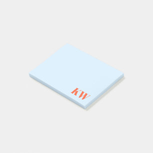 Bloco De Notas Iniciais Monograma Personalizadas Azul Laranja Mod
