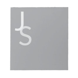Bloco De Notas Iniciais Monogramas Sobrepostos Modernos | Cinza