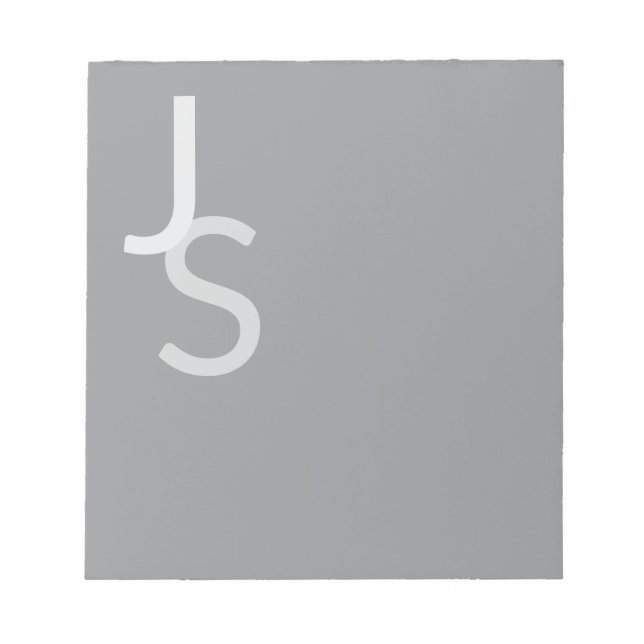 Bloco De Notas Iniciais Monogramas Sobrepostos Modernos | Cinza (Frente)