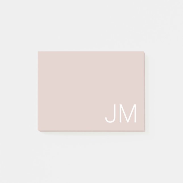 Bloco De Notas Iniciais Monogramas Tendy Blush Pink com Tamanho S (Frente)
