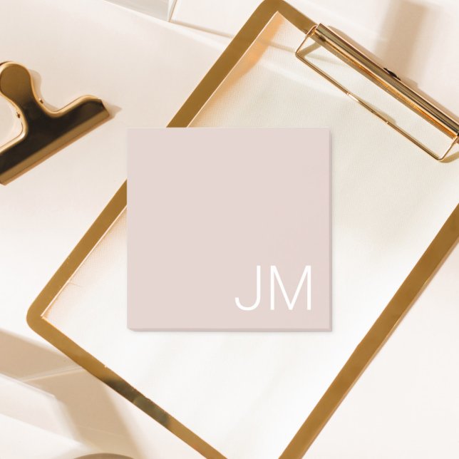 Bloco De Notas Iniciais Monogramas Tendy Blush Pink com Tamanho S (Criador carregado)