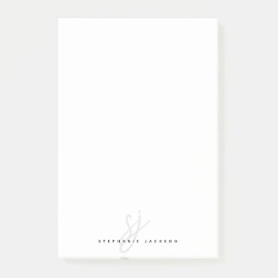 Bloco De Notas Iniciais Simples de Script com Letra Mão Monograma