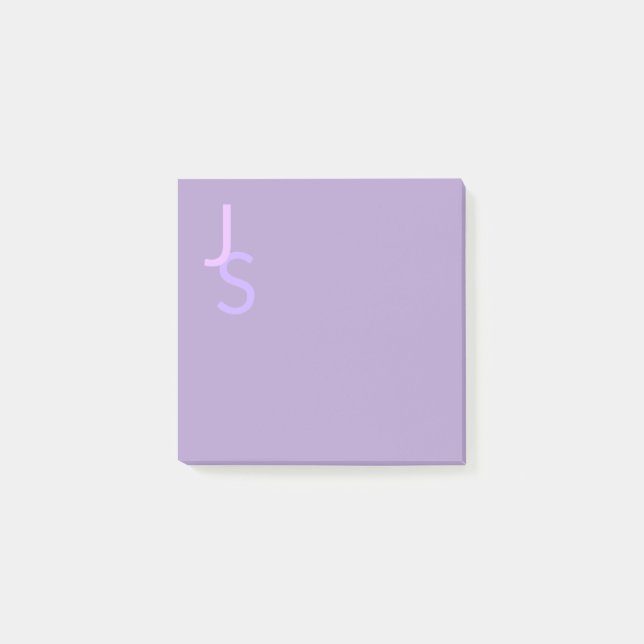 Bloco De Notas Iniciais Sobrepostas Modernas Monogramadas | Roxo (Frente)