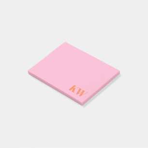 Bloco De Notas Iniciales Personalizadas de Monograma Laranja Rosa