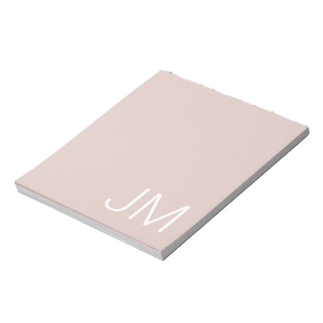 Bloco De Notas Inicials Maiúsculas Monogramadas Rosa Blush Tendên (Invertido)