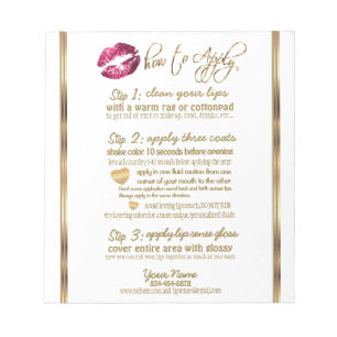 Bloco De Notas Instruções para 💋 de Lip brilhante rosa quent