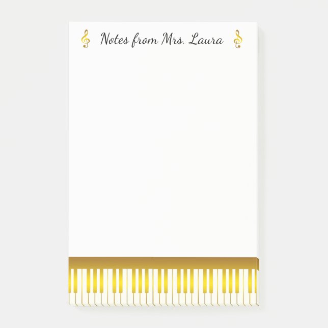 Bloco De Notas Instrumento Musical do Teclado Piano Dourado para  (Frente)