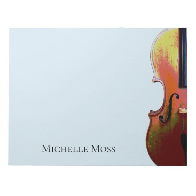 Bloco De Notas Instrumento Musical Violin Personalizado Blue (Frente)