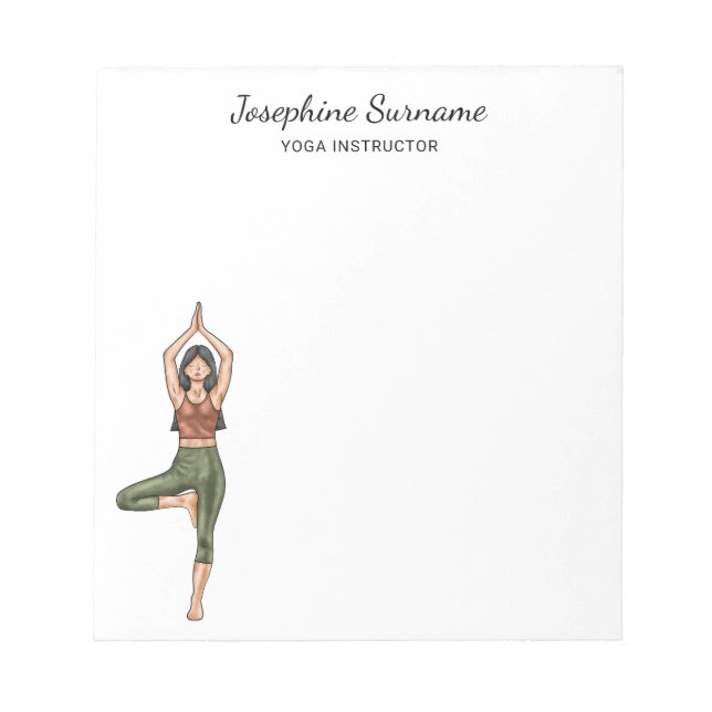 Bloco De Notas Instrutor de Yoga em Tree Pose Treinador Com Nome  (Frente)