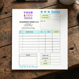 Bloco De Notas Invoice Sales Receipt Form | Custom Business Logo