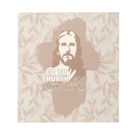 Bloco De Notas Ir Para A Igreja..! Jesus Cristo. Christian Preach