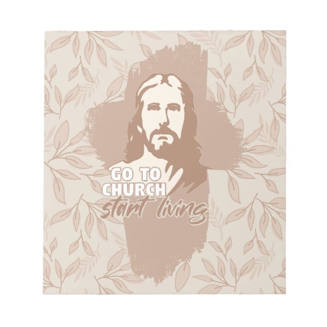 Bloco De Notas Ir Para A Igreja..! Jesus Cristo. Christian Preach (Frente)