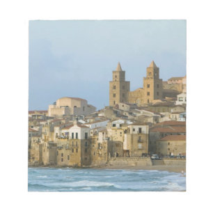 Bloco De Notas Itália, Sicília, Cefalu, Vista com Duomo de 2