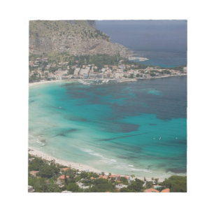 Bloco De Notas Itália, Sicília, Mondello, Vista da praia a partir