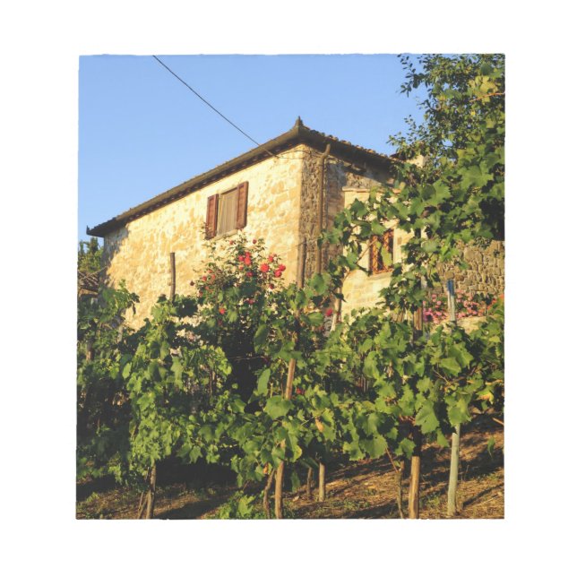 Bloco De Notas Itália, Toscana, Greve. Cenas de vinho de Verão ta (Frente)