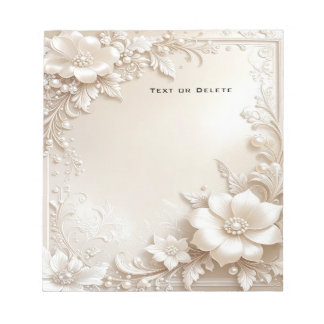 Bloco De Notas Ivory Flowers Notepad