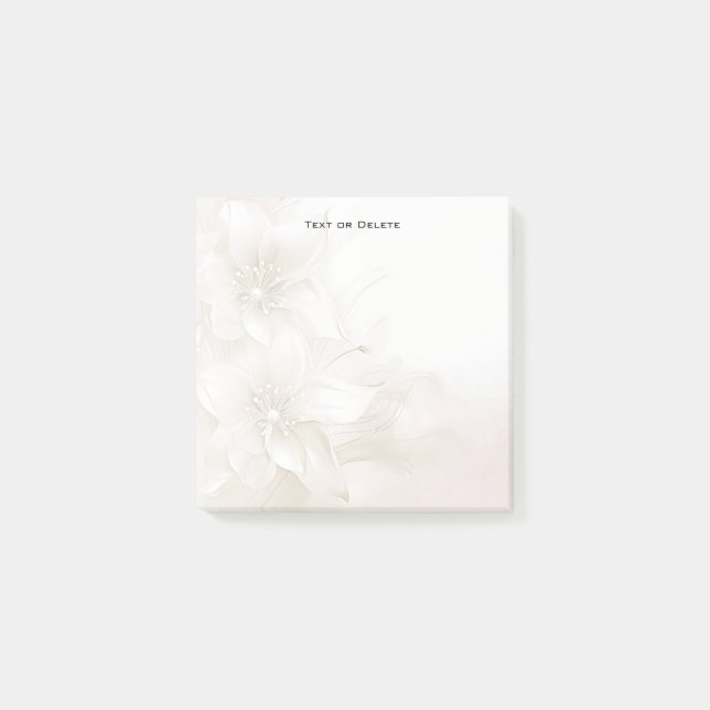 Bloco De Notas Ivory White Flowers Post it Notes (Frente)