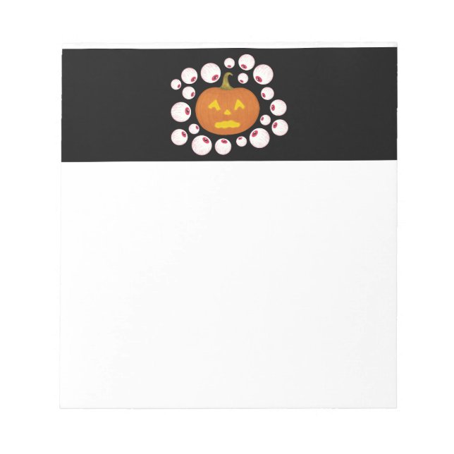 Bloco De Notas Jack-o-Lanterna Pumpkin e Olhais na Escuridão (Frente)