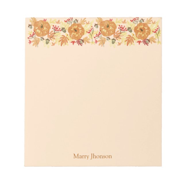 Bloco De Notas Janto PUmpkin de Ação de Graças (Frente)