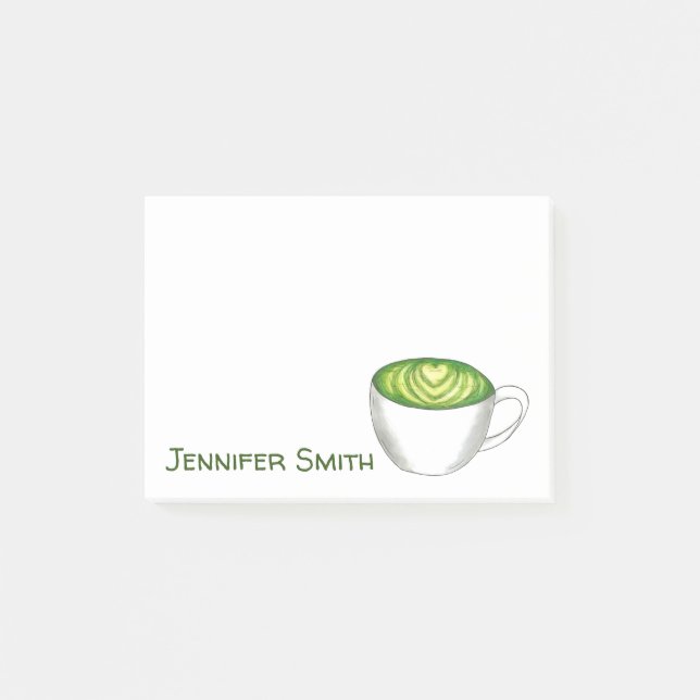 Bloco De Notas Japonês Matcha Green Tea Latte Drink Personalizado (Frente)