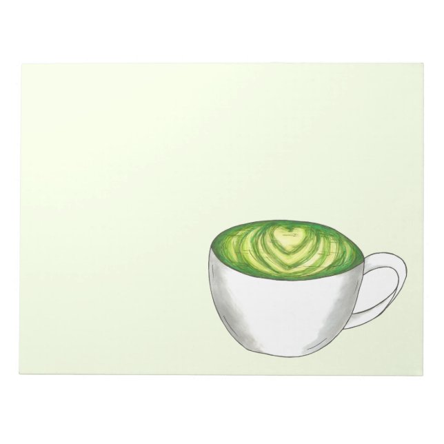 Bloco De Notas Japonês Matcha Green Tea Latte Teacup Foodie (Frente)