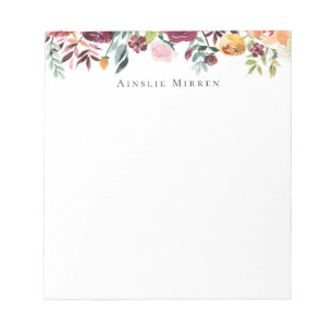 Bloco De Notas Jardim Borgonha do vintage floral