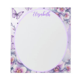 Bloco De Notas Jardim de Borboletas Inglês Roxo e Lavanda