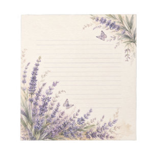 Bloco De Notas Jardim de Campo de Lavanda em Aquarela com Linhas