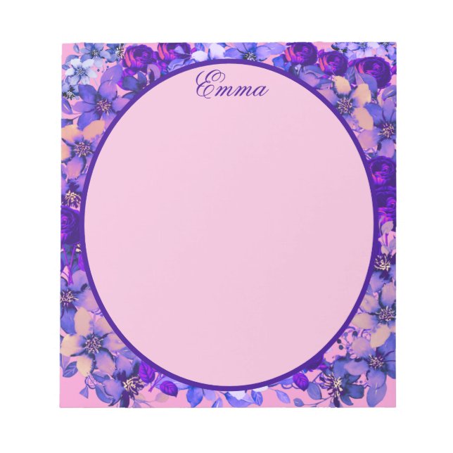 Bloco De Notas Jardim de Campo Inglês Flores Vibrantes  (Frente)
