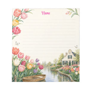 Bloco De Notas Jardim de Canal de Tulipas Holandês