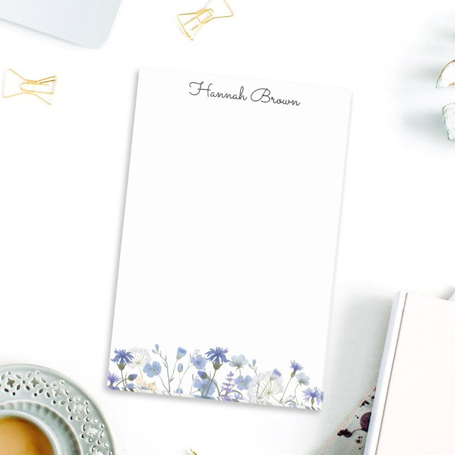 Bloco De Notas Jardim de flor selvagem azul (In situ Office desk)