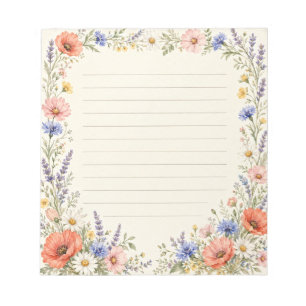 Bloco De Notas Jardim de Flores Silvestres em Aquarela