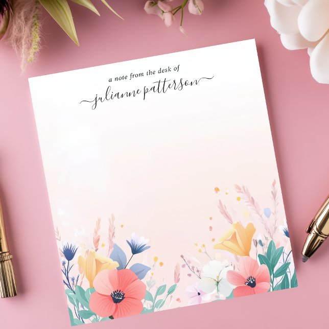 Bloco De Notas Jardim de Flores Silvestres em Pastel Personalizad (Criador carregado)