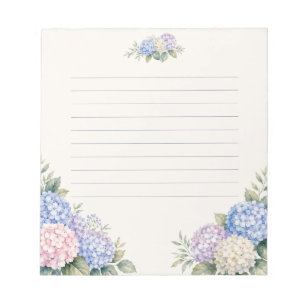 Bloco De Notas Jardim de Hortênsias Aquarelado com Linhas