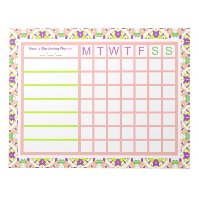 Bloco De Notas Jardim de Jardim Cultive Seu Próprio Plano do Plan (Frente)