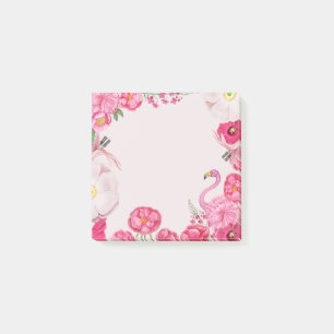 Bloco De Notas Jardim flamingo rosa exótico