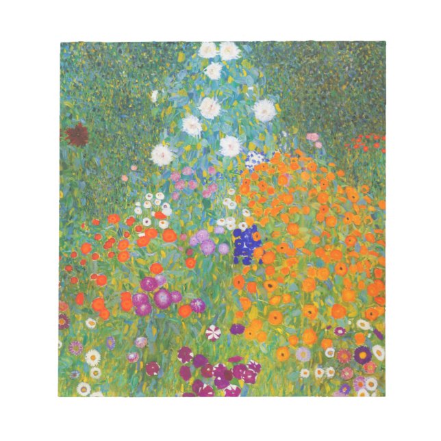 Bloco De Notas Jardim Flor por Gustav Klimt (Frente)