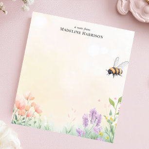 Bloco De Notas Jardim Floral Abelha Mel Nome Personalizado